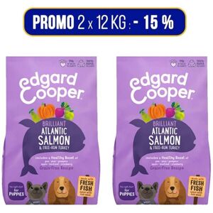 Edgard & Cooper PROMO 2x12Kg Edgard & Cooper Salmone Fresco dell'Atlantico e Tacchino per Cuccioli Puppy