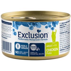 Exclusion Mediterraneo Monoproteico Noble Grain Cat Adult Pollo Alimento Umido per Gatti Adulti 85gr