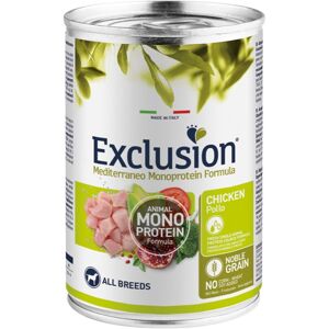 Exclusion Mediterraneo Monoproteico Noble Grain Adult All Breeds Pollo Alimento Umido per Cani Adulti 400gr