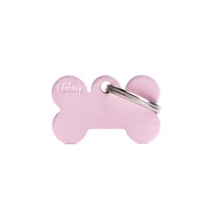 MyFamily Medaglietta per Cani Personalizzabile Osso Basic Alluminio Rosa S
