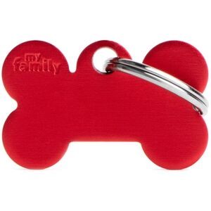 MyFamily Medaglietta per Cani Personalizzabile Osso Basic Alluminio Rossa S