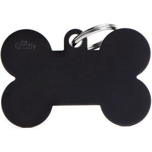 MyFamily Medaglietta per Cani Personalizzabile Osso Basic Alluminio Nero XL