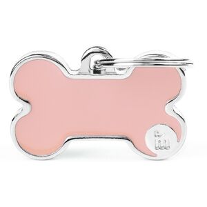 MyFamily Medaglietta per Cani Personalizzabile Osso Basic Handmade Rosa S