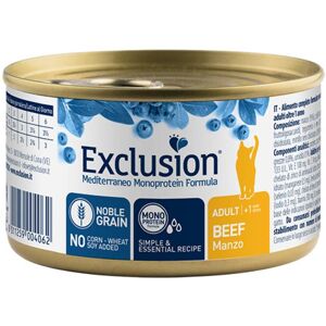 Exclusion Mediterraneo Monoproteico Noble Grain Cat Adult Manzo Alimento Umido per Gatti Adulti 85g