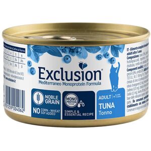 Exclusion Mediterraneo Monoproteico Noble Grain Cat Adult Tonno Alimento Umido per Gatti Adulti 85g