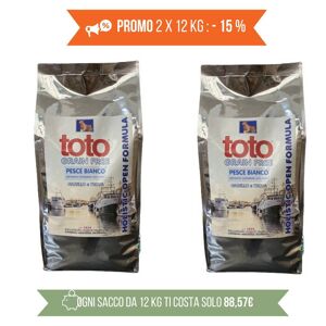 Toto PROMO 2x12Kg Holistic Open Formula Pesce Bianco Nasello e Trota Grain Free per Cani (€ 88,57 A SACCO)