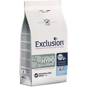 Exclusion Diet Hydrolyzed Hypoallergenic Medium Large Pesce e Amido di Mais per Cani 12Kg