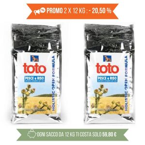 Toto Holistic Open Formula Pesce e Riso per Cani PROMO 2x12Kg (€ 59,80 A SACCO)