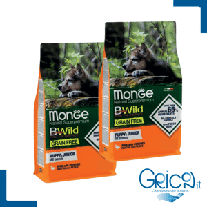 Monge Cane BWild Grain Free Anatra con Patate – All Breeds Puppy & Junior - 2+ sacchi