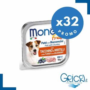 Monge Cane Fruit Paté e Bocconcini con Tacchino e Mirtilli 100 g - 32 pz