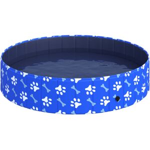 Pawhut Piscina Rigida per Cani Taglia Grande Superiore a 65kg in Plastica Dura e Antiscivolo per Giardino o Interni, Blu Diametro 140x30cm