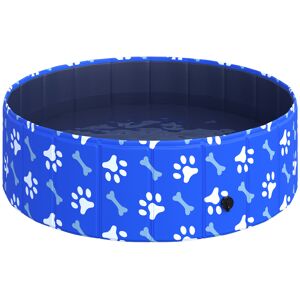 Pawhut Piscina Rigida per Cani Taglia Piccola 35kg in Plastica Dura e Antiscivolo per Giardino o Interni, Blu Diametro 100x30cm