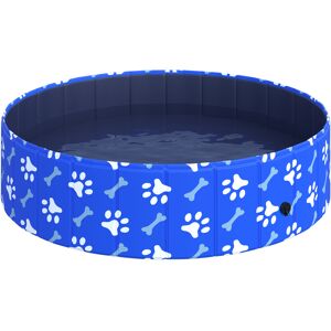 Pawhut Piscina Rigida per Cani Taglia Media 65kg in Plastica Dura e Antiscivolo per Giardino o Interni, Blu Diametro 120x30cm