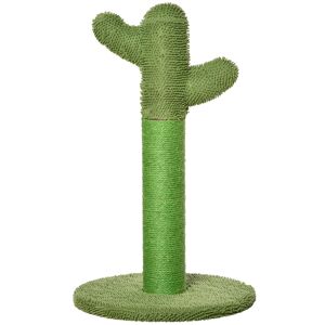 Pawhut Albero Tiragraffi per Gatti Adulti e Gattini a Forma di Cactus con Corda Sisal, 40x40x65cm, Verde