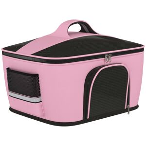 Pawhut Borsa Trasportino per Cani e Gatti con 2 Porte a Cerniera, 50x35x36cm, Rosa