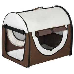 Pawhut Trasportino per Cani e Gatti Pieghevole con Porta e Finestre in Rete, Tessuto Oxford e Acciaio, 70x51x59cm Marrone