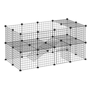pawhut recinto in metallo per piccoli animali domestici con 36 pannelli di metallo da montare con porta