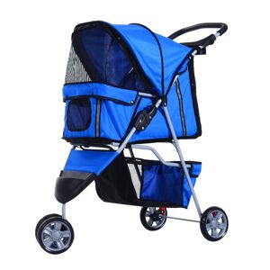 Pawhut Passeggino per Cani, Carrello per Animali Domestici, Passeggino da Viaggio per Animali Domestici, Blu, 75 x 45 x 97cm