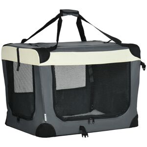 Pawhut Trasportino per Cani e Gatti fino 4kg Pieghevole con 3 Aperture e Cuscino, 70x51x50cm, Grigio