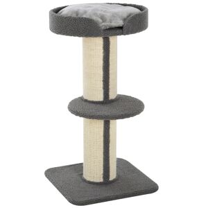 Pawhut Tiragraffo gatto multi-attività  albero per gatti 81cm  con cuscino colonna in sisal Agnello cashmere grigio