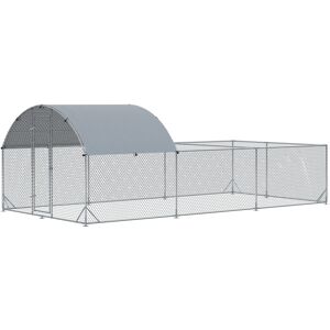 Pawhut Recinto per Galline da Esterno in Acciaio con Telo di Copertura in PE Anti-UV, 570x280cm