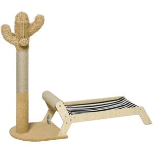 Pawhut Amaca per Gatti con Tiragraffi per Gatti a forma di Cactus Design 2 in 1 per Interni, 88.5x31.5x76.5 cm