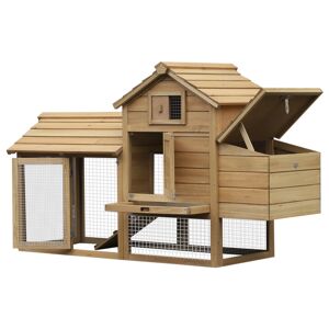 Pawhut Pollaio per Galline da giardino in Legno con Vassoio Estraibile,Nido,Recinzione e Tetto apribile 150.5 x 54 x 87cm   Aosom.Italy