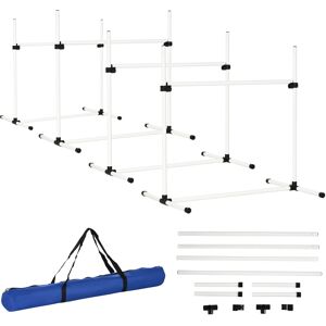 Pawhut Set di 4 Ostacoli Agility Dog per Addestramento Cani con Sacca di Trasporto, Bianco, 95 x 65x 95cm