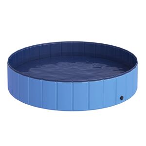 Pawhut Piscina Vasca da Bagno Portatile Pieghevole per Cani Animali Domestici in PVC Φ140 x 30cm Azzurro