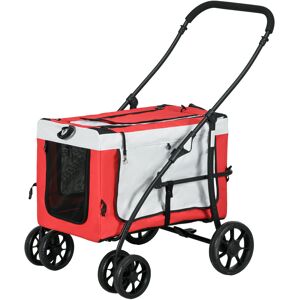 Pawhut Passeggino per Cani Taglia Piccola e Mini con 2 Guinzagli e Custodia Portaoggetti, 81x58x97.5 cm