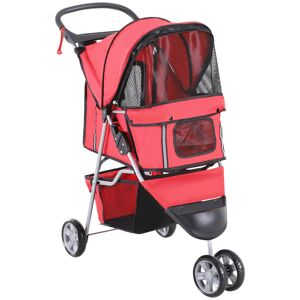 Pawhut Passeggino per Cani, Carrello per Animali Domestici, Passeggino da Viaggio per Animali Domestici, Rosso, 75x45x97cm