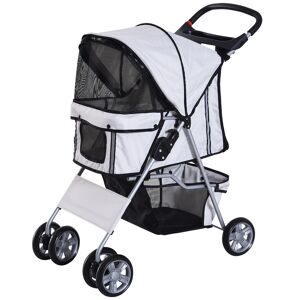 Pawhut Passeggino per Cani Pieghevole in Tessuto con Cestino e Portabicchieri, 75x45x97cm - Grigio