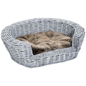 Pawhut Cuccia per Cani e Gatti da Interno, Design Accogliente, Facile da Pulire, Grigio/Marrone 57x46x17.5cm