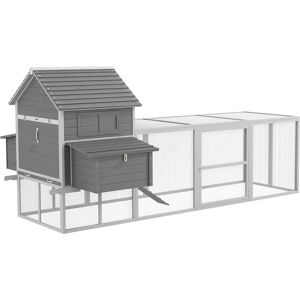 Pawhut Pollaio da Giardino con Casetta per Galline, Rampa e Area Aperta, 310.5x149.5x149cm, Grigio