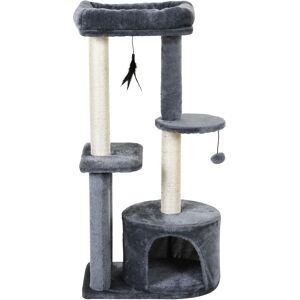 Pawhut Albero Tiragraffi per Gatti con Cuccia e Colonna In Sisal con Giocattoli sospesi Stabili Altezza 147 cm Aosom.it