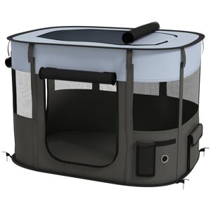 Pawhut Box per Animali con 7 Finestre, 3 Porte e 2 Borse Portaoggetti, in Poliestere e Acciaio, 84x64x53 cm