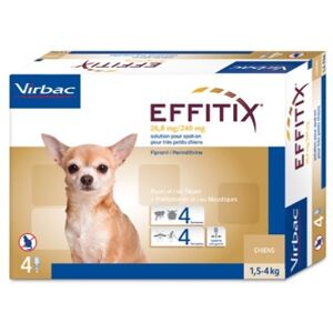 Virbac S.A. (Fr) Effitix Spot-On Soluzione 4 Pipette 0.44ml 26,8mg+240mg Cani Da 1,5 a 4kg