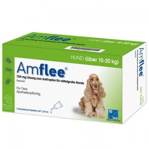 Krka Farmaceutici Milano Srl Amflee Combo Spot-On Soluzione per Cani 3 Pipette da 1,34ml 10-20kg - Antiparassitario per Cani, Pulci e Zecche