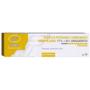 Fadem Zolfo e Potassio Carbonato Unguento Dermatologico 30g - Trattamento per Pelli Irritate