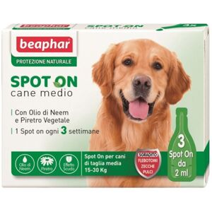 Beaphar B.V. Spot On Antiparassitario Naturale per Cani Media-Piccola Taglia 3 Pipette da 2ml - Protezione Efficace e Sicura