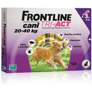 Boehringer Vet Frontline Frontline Tri-Act Antiparassitario per Cani - 3 Pipette da 4ml, 20-40Kg, Protezione Potente contro Zecche, Pulci e Zanzare