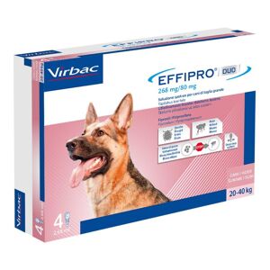 Virbac Srl Effipro Duo Antiparassitario per Cani 4 Pipette da 2,68ml - Protezione per Cani da 20 a 40kg