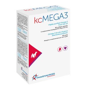 Pharmacross Co Ltd KcMega 3 Mangime Complementare Omega 3 per Cani e Gatti 80 Perle - Supporto alla Salute Cardiovascolare e Articolare