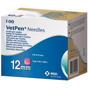 Msd Animal Health Srl Vetpen Aghi 29g/12mm Per Insulina Veterinaria 100 Pezzi - Aghi di Precisione per Somministrazione Insulina - Cani e Gatti