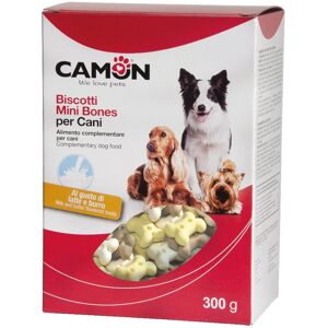 Camon Spa Biscotti Mini Bones Alimento Complementare per Cani - 300g - Gusto Latte e Burro - Snack Saporito per Cani di Taglia Piccola