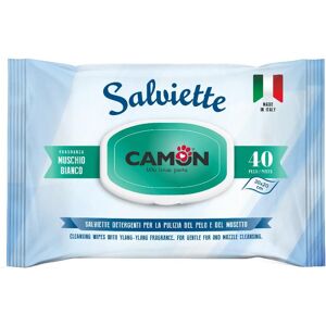 Camon Spa Salviette Detergenti Per Cani e Gatti Muschio Bianco - Confezione da 40 Pezzi