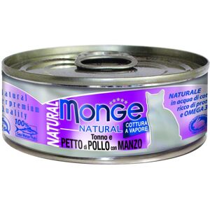 Monge & C. Spa Monge Cat Nat Pollo Petto Manzo 80g - Cibo Umido per Gatti con Pollo e Manzo