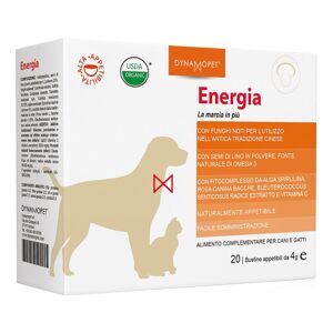 Dynamopet Srl Energia Alimento Complementare Per Cani e Gatti - 20 Bustine da 4g - Integratore Nutrizionale Energizzante