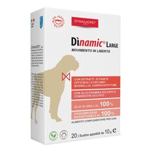 Dynamopet Srl Dìnamic Large Movimento in Libertà Alimento Complementare Per Cani 20 Bustine da 10g - Sostegno Articolare e Muscolare per Cani di Taglia Grande