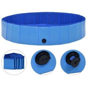 vidaXL Piscina per Cani Pieghevole Blu 160x30 cm in PVC